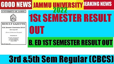 JAMMU UNIVERSITY 1ST SEMESTER B. ED. RESULT OUT GOOD NEWS
