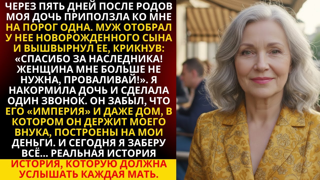 Дочь приползла ко мне на порог, одна и в слезах. Она прошептала «Муж отобрал сына... и выгнал меня»