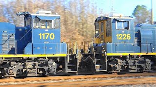 CSX Freight Train With Three Switchers Near Ashland, Virginia