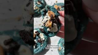 Stuffed Cookie Monster Cookies 🍪💙 #baking #cookiemonster #bakingcookies