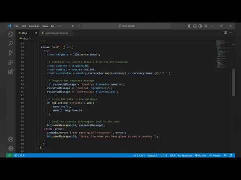 Creating a Telegram chat bot that interacts with a firestore database and an external API
