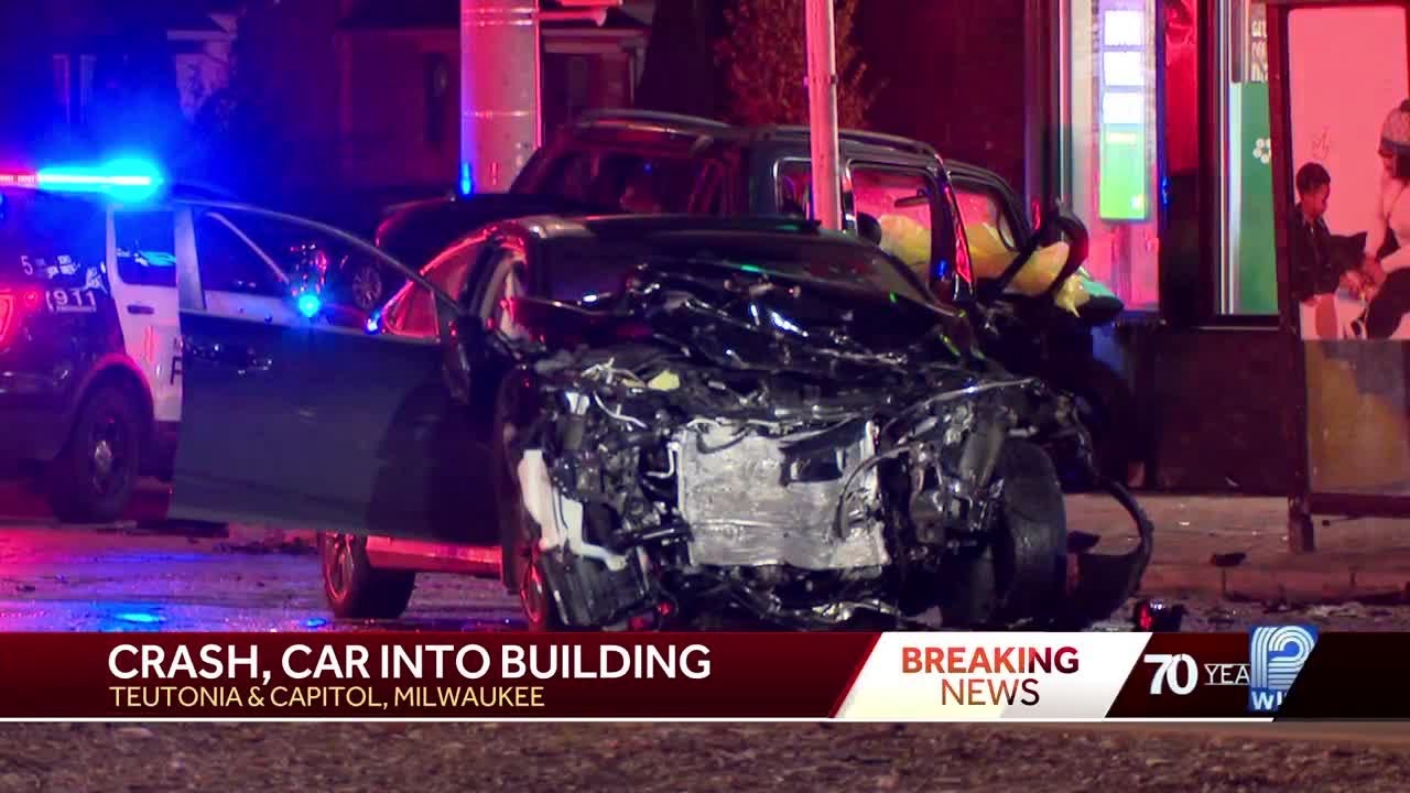 Crash, car into building - YouTube