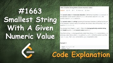 Smallest String With A Given Numeric Value | Live Coding with Explanation | Leetcode #1663