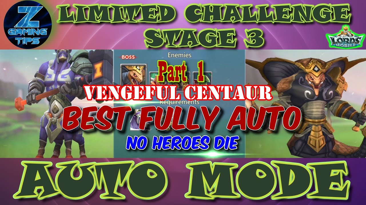 Vengeful Centaur Limited Challenge Stage 3 | Tarkus' Past Stage 3 - Part 1 (2 Best Auto Teams)
