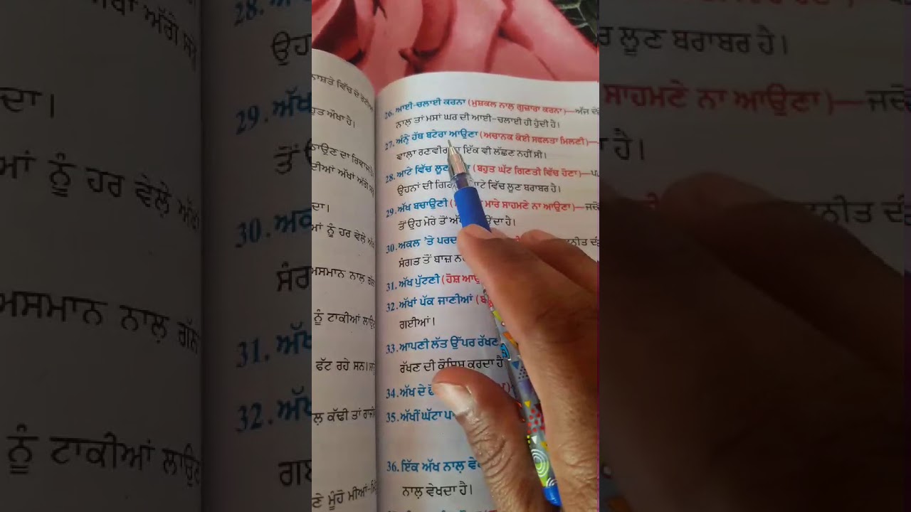 ਮੁਹਾਵਰੇ IDIOMS MUHAVARE ਮੁਹਾਵਰੇ PUNJABI GRAMMAR PART 38, WARD ATTENDED  NOTES ON GRAMMAR 