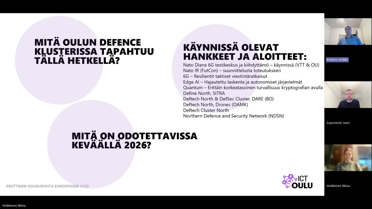 Oulun Deftech Klusterin ajankohtaiskatsaus 30 1 2026