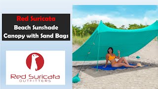 Red Suricata Family Beach Sunshade with Sandbags &amp; Accessories