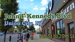 Walking on John F Kennedy Blvd in Union City, NJ (part 1/3) | 5th St to 20th St