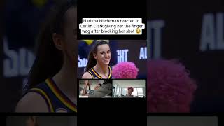 Natisha Hiedeman reacted to Caitlin Clark giving her the finger wag after blocking her shot😂 #shorts