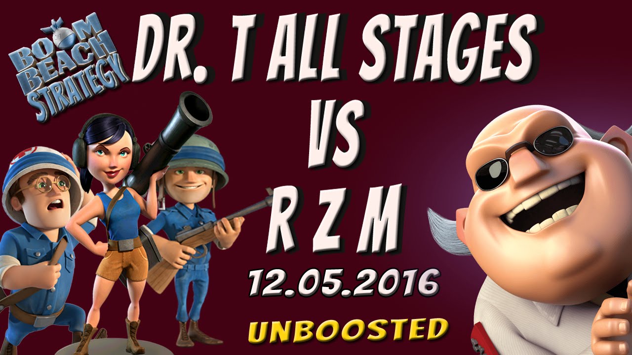 Boom Beach Dr. T 12.05.2016 All Stages vs RZM - No Boost Strategy - Tropical Island
