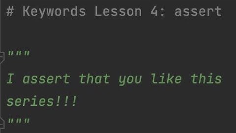 Keywords Lesson 4: assert