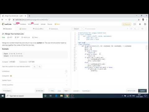 Merge Two Sorted Lists Leetcode Solution | Python