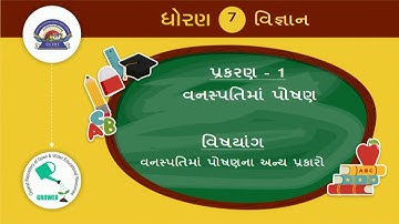 std 7 વિજ્ઞાન Chapter-1 "વનસ્પતિમાં પોષણ" (Part 2) vanaspatima poshan Gujarati medium vigyan