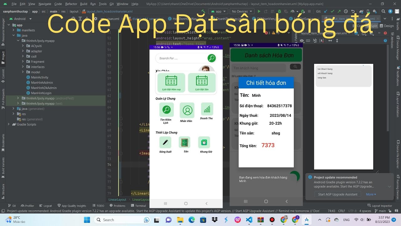 Full source code Android java - Ứng dụng đặt sân bóng đá mini cơ bản ...