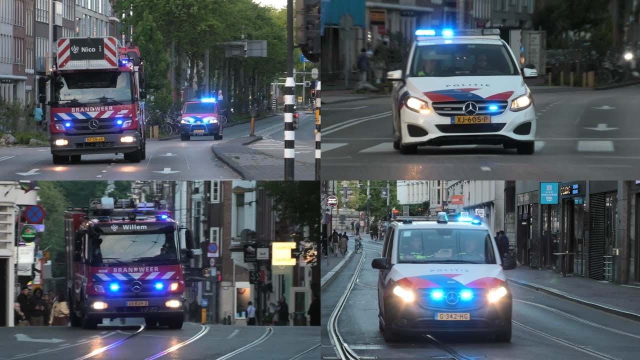 Grote brand in de Binnenstad van Amsterdam! Brandweer, Politie, en Ambulance, met spoed Onderweg
