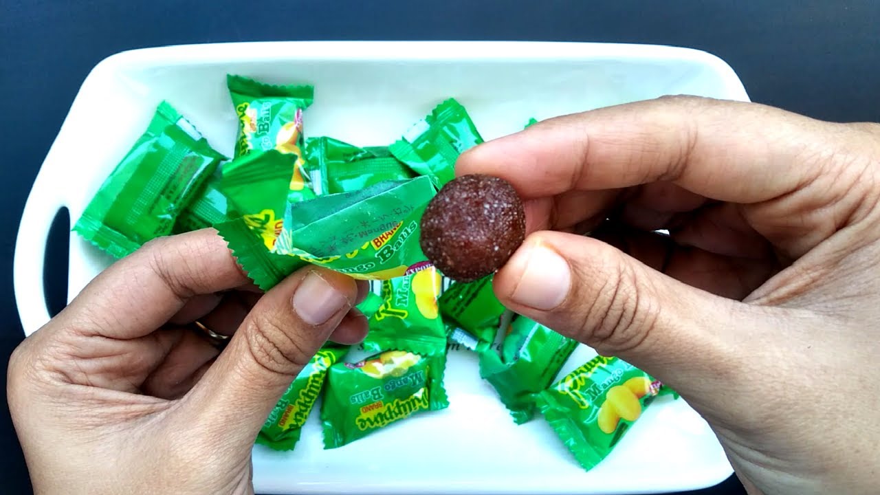 Mango balls Philippine candy taste testing/snack video review