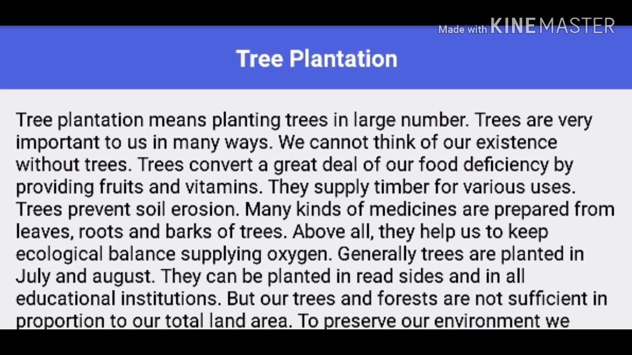 speech writing need of tree plantation