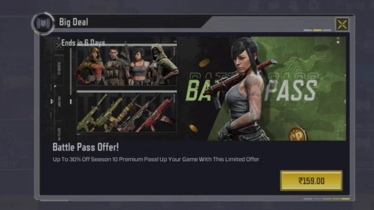 Buying Cod Mobile Battle pass at discount just for 159 rupees. Cod