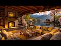 Cozy Spring Porch By The Lake With Relaxing Jazz Background Music Fireplace Sounds For Unwind