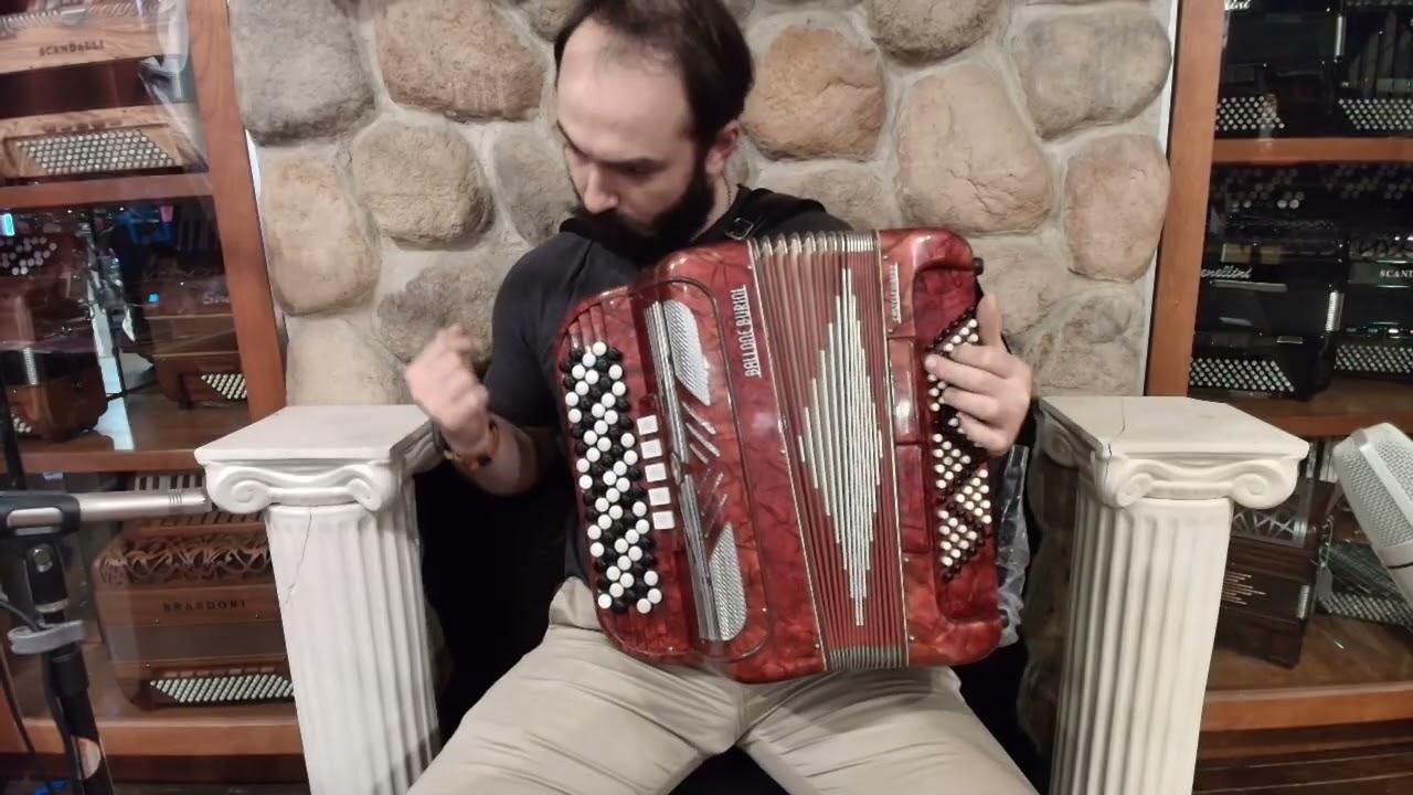 7548 - Red Ballone Burini Castelfidardo Chromatic Button Accordion