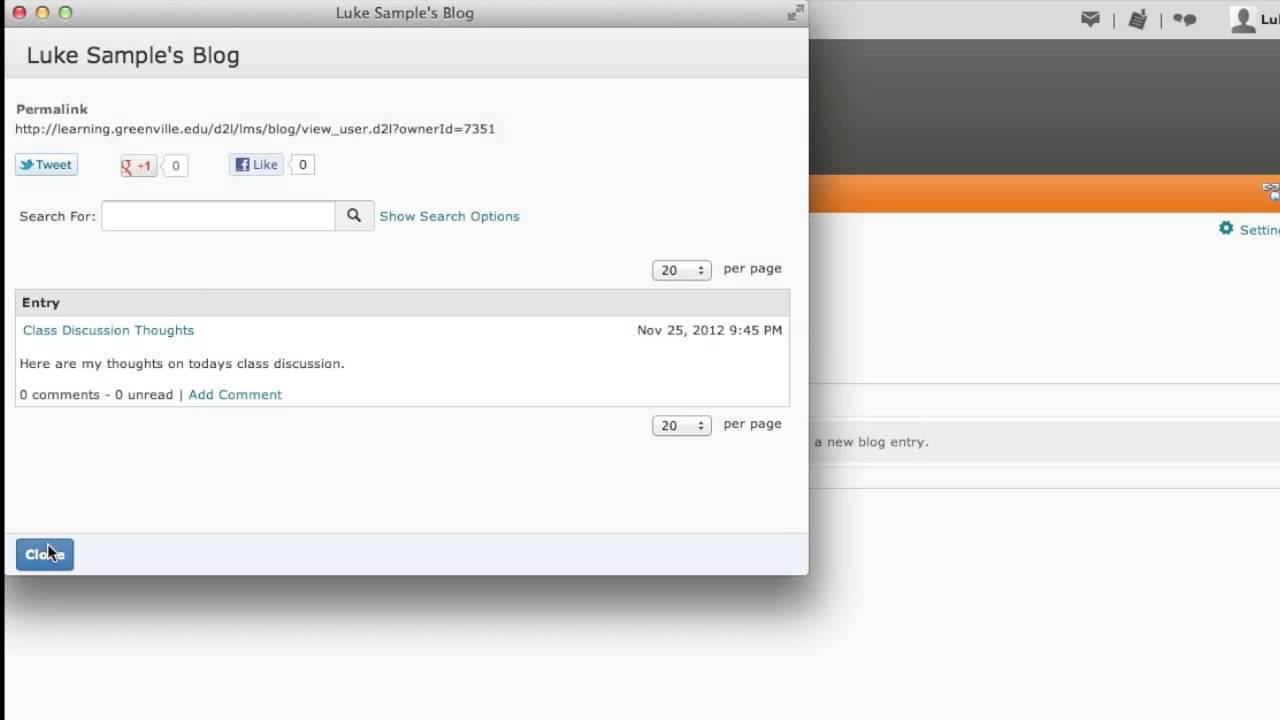 Online Blogs. Greenville D2L tutorial.