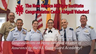 NMMI High School Cadet receives Coast Guard Academy Letter of Assurance