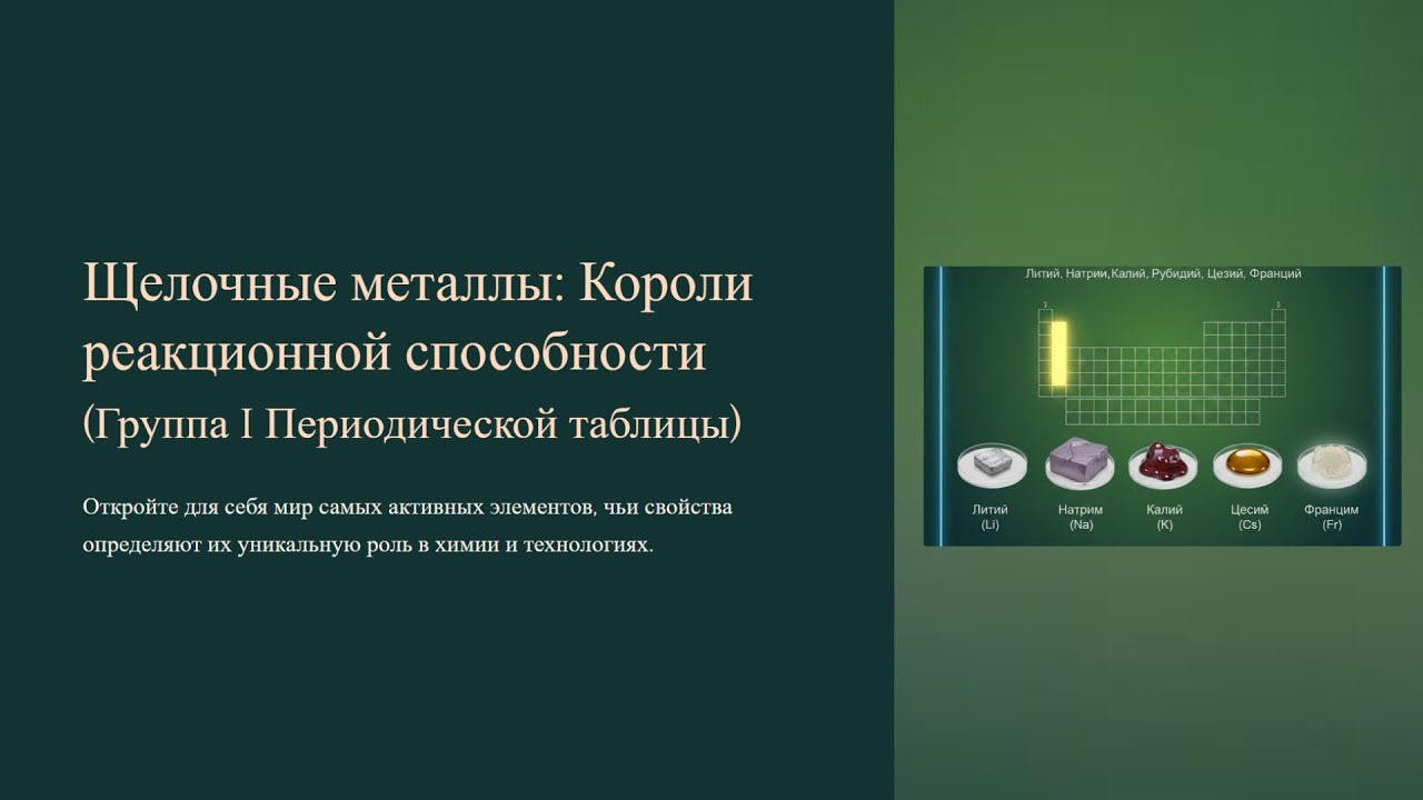 Щелочные металлы  Короли реакционной способности
