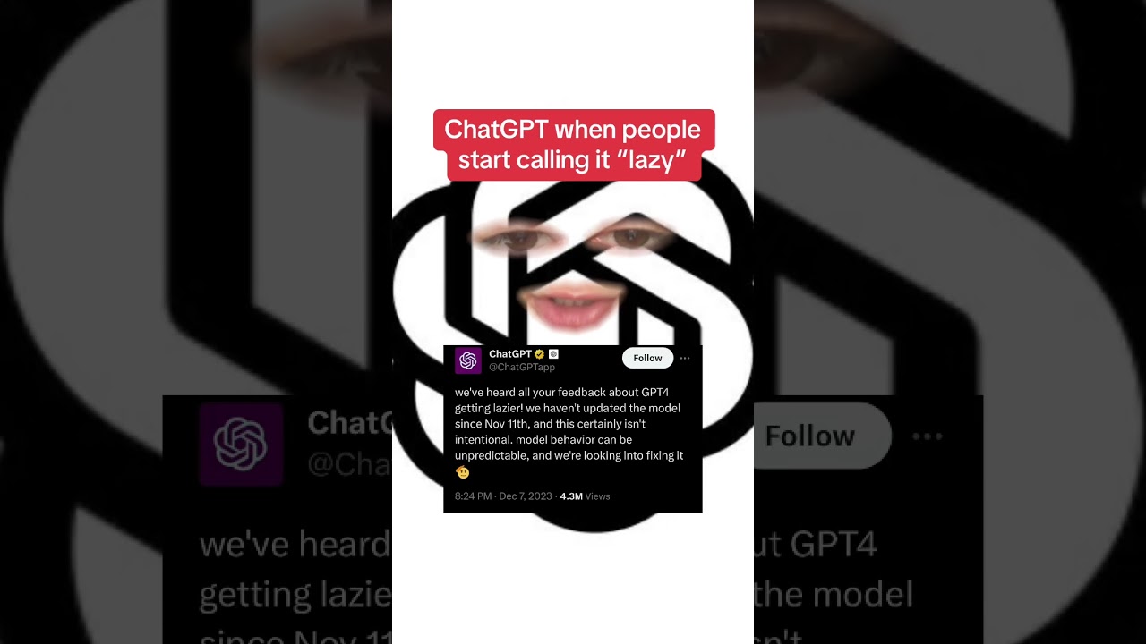OpenAI Acknowledges Complaints About ChatGPT Being "Lazy" #shorts