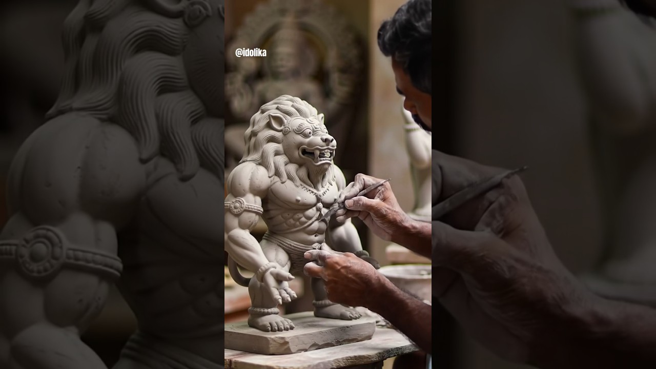 Lord Narasimha🦁 clay idol making|