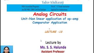 Non linear application of OP-AMP- Comparator Application