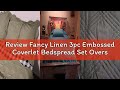 Review Fancy Linen 3pc Embossed Coverlet Bedspread Set Oversized Bed Cover Solid Modern Squared Patt