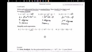 Integrated Math 3 Ch 4 Lessons 1&2 Quiz solutions