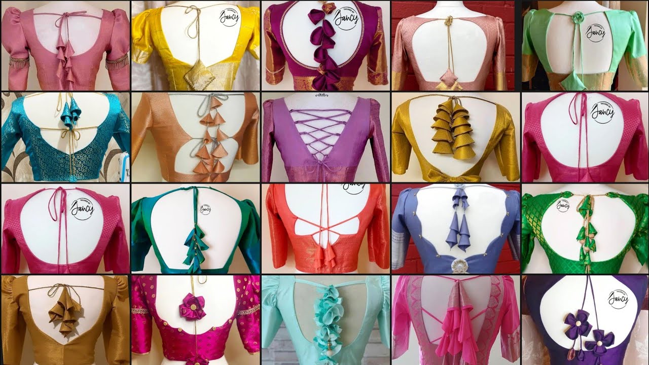 Back Designs For Saree Blouses Indethnic Pink Daily Wear Square Neck