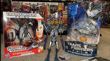 Transformers prime voyager Starscream review. Robots in disguise cartoon collection G1 comparison