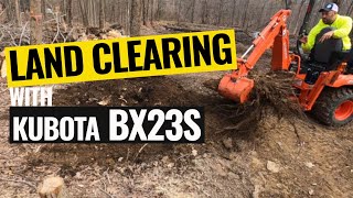 KUBOTA LAND CLEARING | Removing Tree Stumps From Our OFF GRID Property with the KUBOTA BX23S