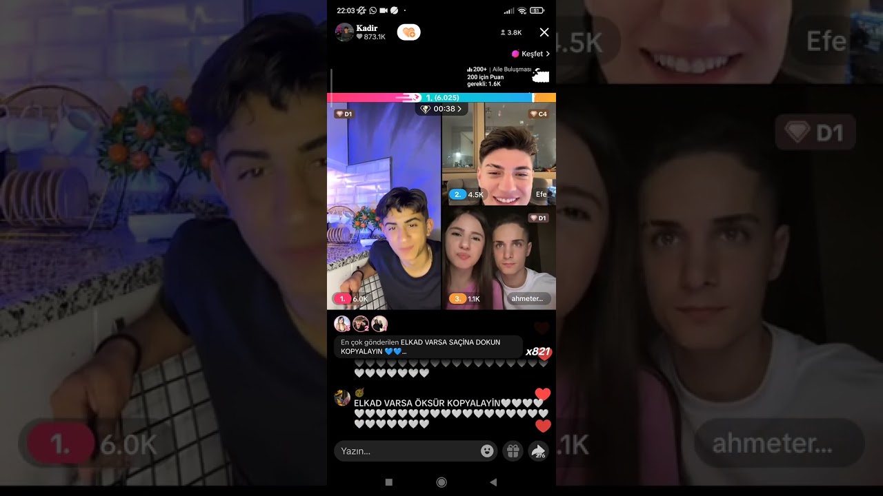 Kadir Furkan efe Damla ve Ahmet canlı yayın pt 1