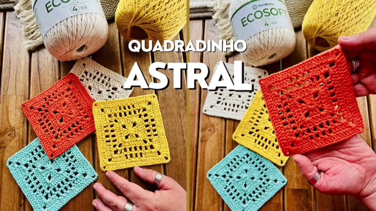 QUADRADINHO DE CROCHÊ  ASTRAL - PASSO A PASSO SUPER FÁCIL - SQUARE DE CROCHÊ ASTRAL, VC AMAR!!