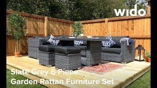 Wido 6 Piece Rattan Effect Furniture Set Product Video (DINNER3)