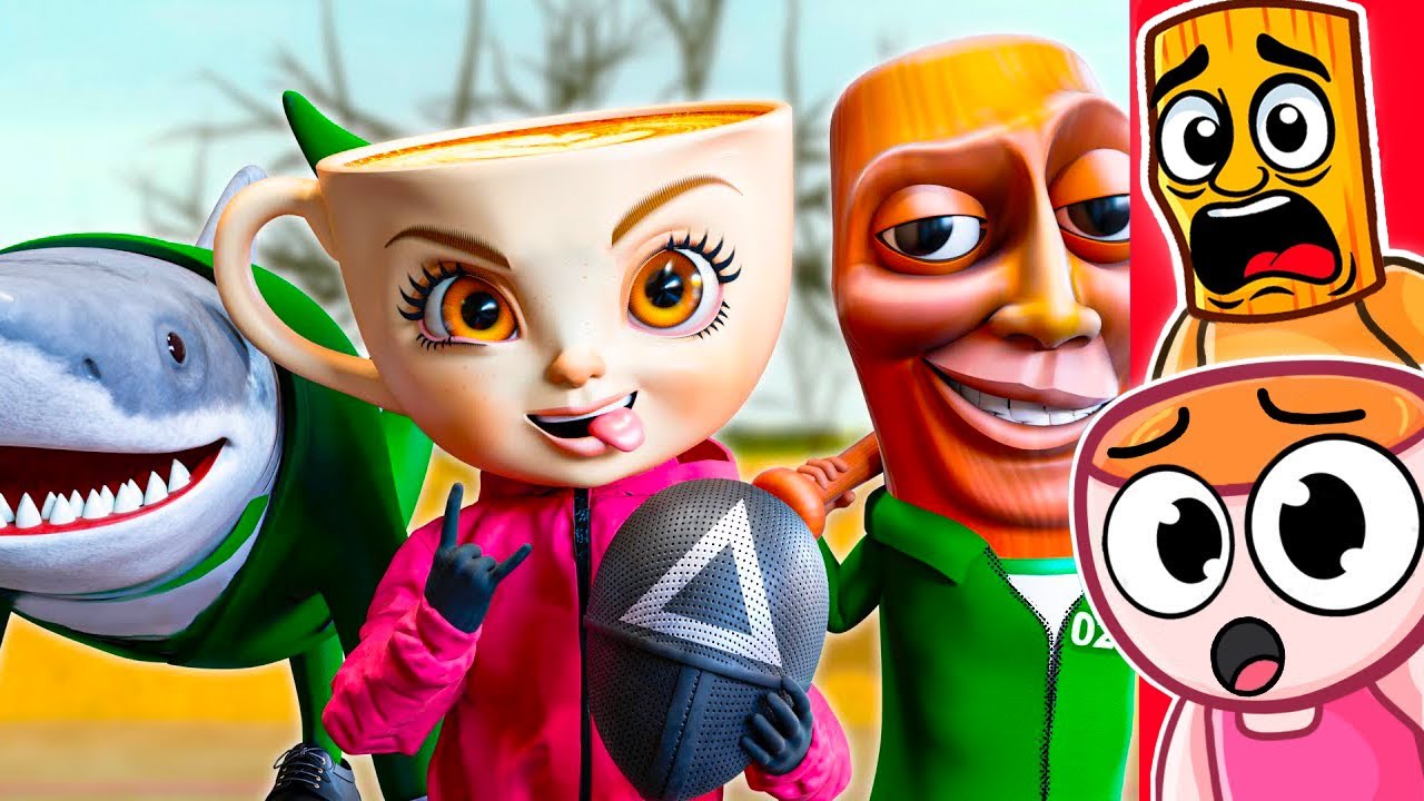 Tung Tung Sahur & Ballerina Cappuccina gehen zu SQUID GAME! (Reaktion)