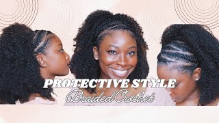 Shhh it's a CROCHET! | Half Up Half Down Braided Protective Style