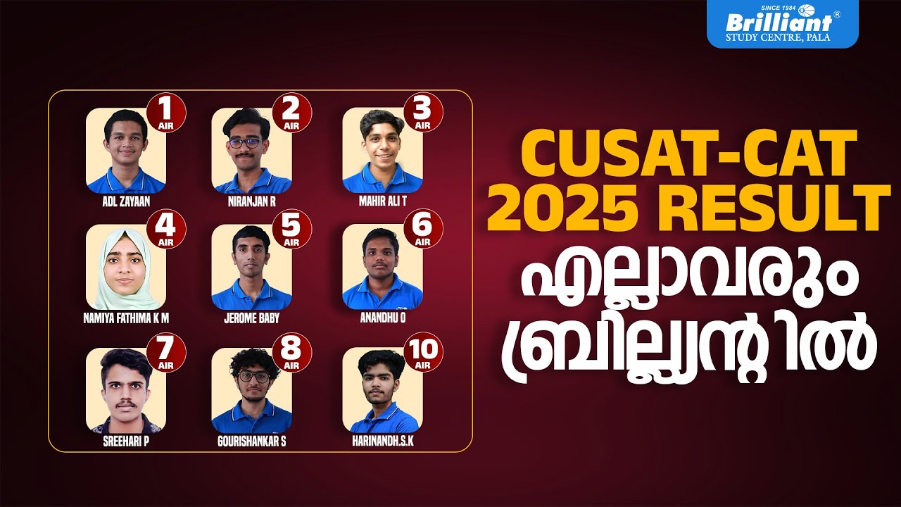 CUSAT-CAT 2025 – Toppers From Brilliant