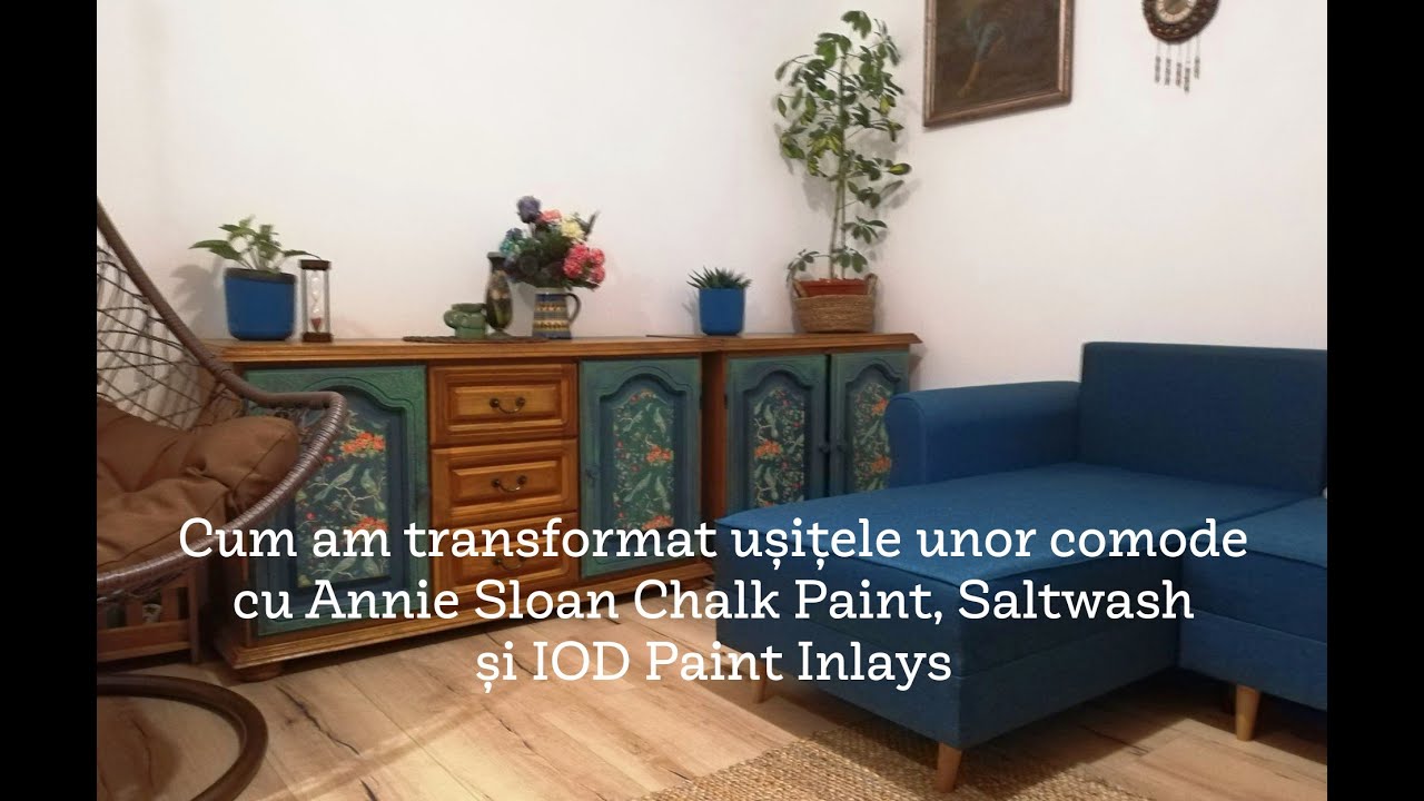 Cum am transformat ușițele unor comode cu Annie Sloan Chalk Paint, Saltwash și IOD Paint Inlays