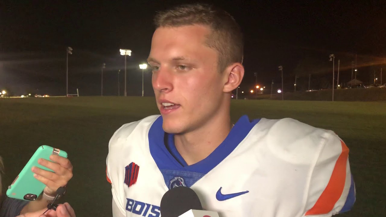 Boise State quarterback Brett Rypien talks after 56-20 win at Troy