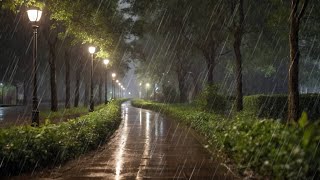 Rain Sound  99% Fall asleep, relax, stress relief | Rain Ambience in The City Park Series