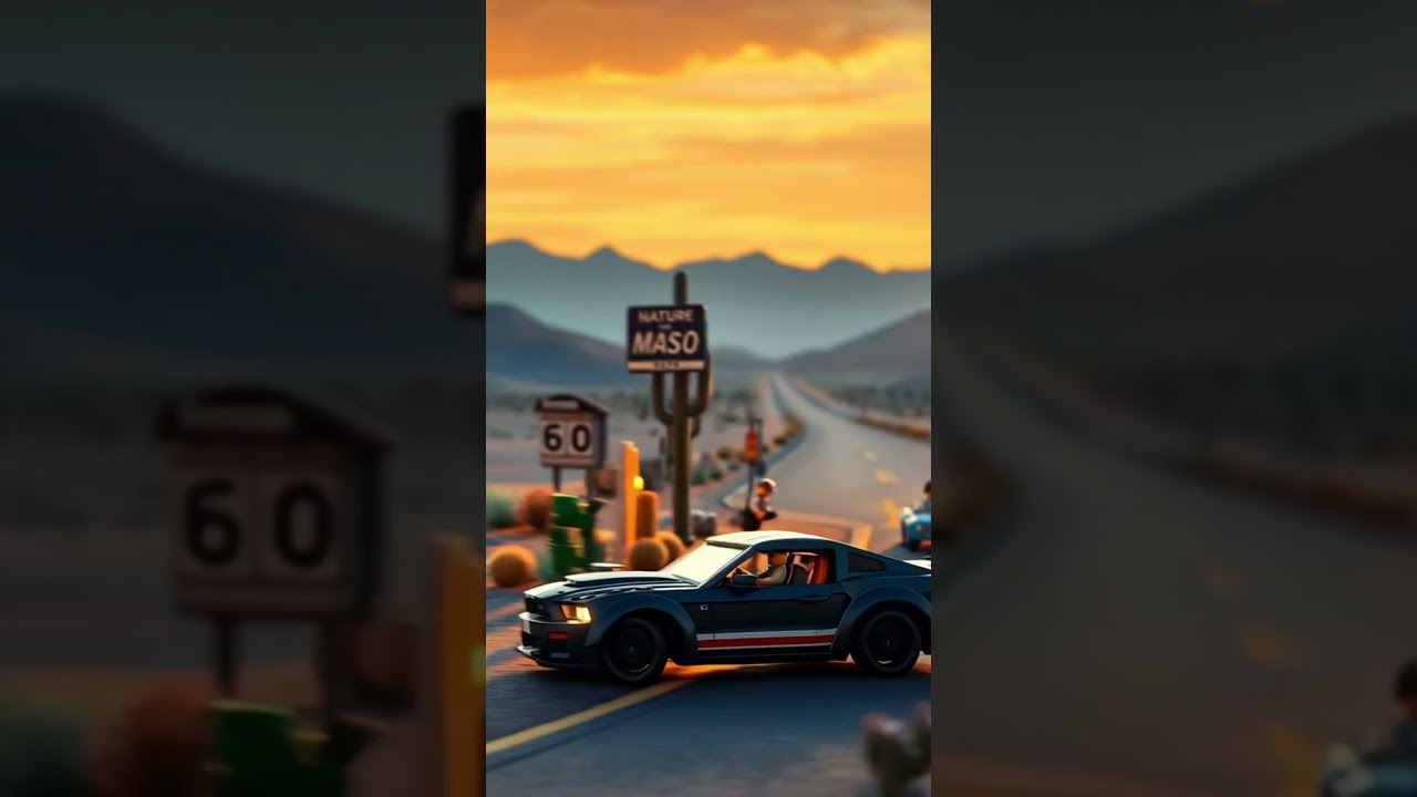 Ford Mustang Shelby – LEGO Style on Route 66 | Bricked Cars 🚗🧱 