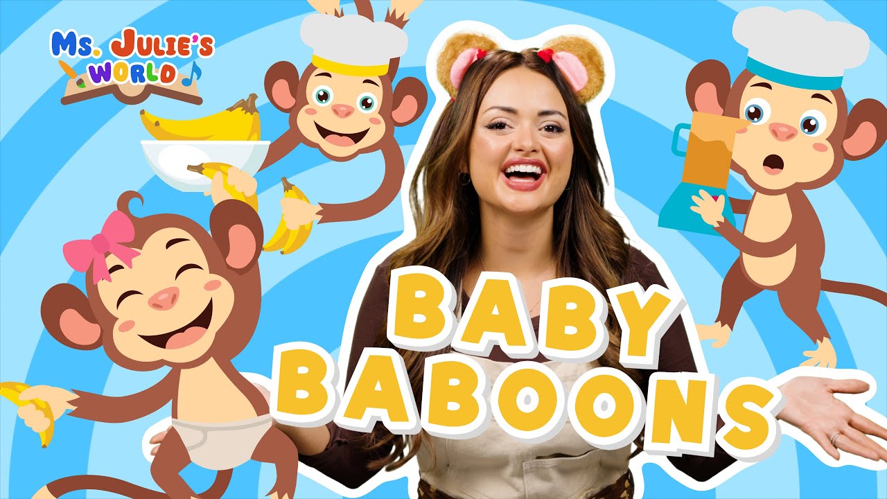 Детёныши бабуинов | Мир мисс Джули | Детская песенка | Песенка про алфавит