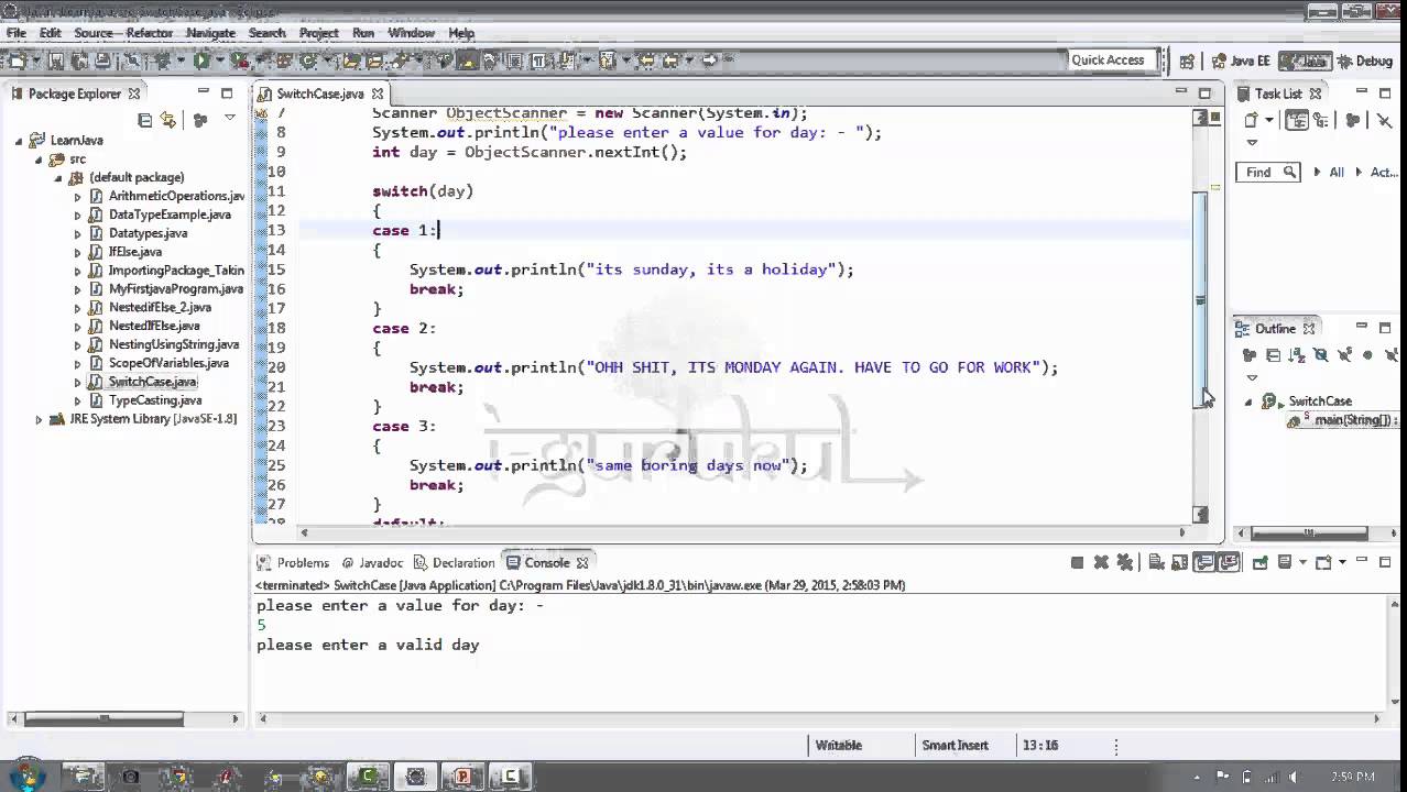 lesson 15: Switch Case In Java - YouTube