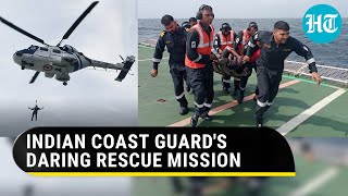 Indian Coast Guard's heroic rescue mission by off sinking vessel; 19 crew members saved