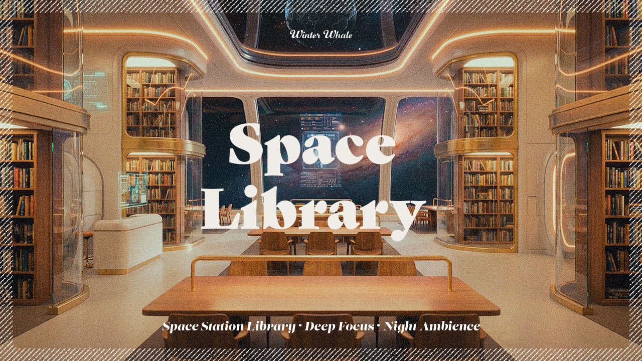 Space Station Library | Quiet Night Ambience for Deep Focus | 도서관 앰비언스 ...