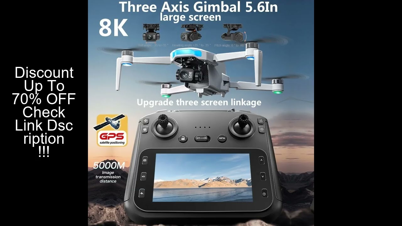 GPS Drone with Large Screen 3axis Gimbal Anti-shake 8K Aerial Brushless Drone 5G GPS 8K HD Cameras E